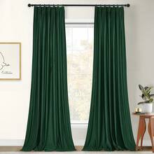 Olive Green Pinch Pleated Curtains 96 Inches Long, Thermal Insulated Window Drapes With Hooks, Soft Track System Panels Living Room, W38 X L96, 2 Panels, Home Decor - 深綠色 - 查看 12