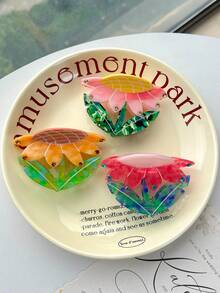 1 pièce Accessoire de pince à cheveux en acétate avec motif animal, nouvelle conception de perroquet, oiseau, nœud, chat. Accessoire de cheveux mignon et élégant pour queue de cheval, chignon, arrière de la tête des femmes. Pince à cheveux élégante et décontractée - Multicolore - Voir 7