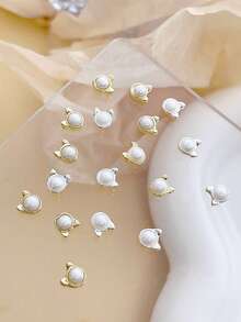 20pcs Cute Gold And Silver Faux Pearl Animal-Shaped Nail Charms, Japanese Minimalist Nail Supplies, Suitable For Multi-Functional DIY Accessories Nail Art - Multicolor - View 3