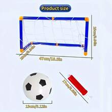 Mini Foldable Soccer Goal Set, Portable Hollow Pipe Frame + Inflatable Soccer Ball, Sports Toy For Kids & Teens (Non-Professional Sports Equipment), Includes Air Pump, Birthday Gift For Boys & Girls, PP Material
