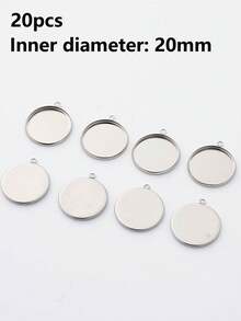 20Pieces 8/10/12/14/16/18/20/25mm Stainless Steel Round Blank Bezel Set, Cabochon Trays Pendant Blanks For Jewelry Making DIY Findings - Silver - View 9