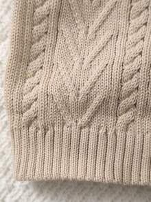 Baby Boy Collegiate Style Solid Color Cable Knit Sweater Vest, Spring/Summer - Apricot - View 5