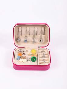 1 Pc, Medium Jewelry Storage Box, Portable Zipper Travel Jewelry Storage Box, Gift Box For Women, Multifunctional Jewelry Display Stand For Rings, Pendants, Earrings, Necklaces, Etc. - Suitable Gift Boxes For Girls And Women, Halloween Gift Boxes, Christmas Gift Boxes.