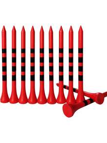 50pcs/Set Bamboo Golf Ball Holders, Professional Natural Bamboo Golf Ball Stands, Durable And Sturdy, Limited Edition Striped Golf Ball Holders, Size: 8.3cm (3.27 Inches), White/Red. Golf Gifts. Suitable As A Golf Ball Holder Gift For Friends.