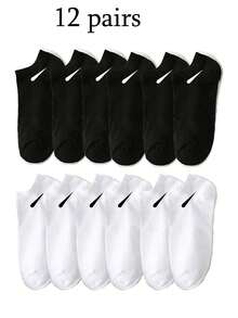 1/6/9/10/12/15/30双男女通用袜子运动袜白/黑/灰短袜隐形袜纯色简约款适合日常休闲穿着 - 彩色 - 查看 20