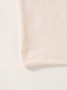 Toddler Girls' Contrast Cuff Short Sleeve Top And Bow Denim Pants - Apricot - View 6