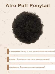 8-Inch Women's Afro Shaggy Drawstring Ponytail Curly Bun Wig Suitable For Basic African Updos Afro Puff Drawstring Ponytail Real Human Hair Extension Black Brown Clip On Kinky Drawstring Curly Ponytail Afro Puff Drawstring Ponytail For Short Kinky Bun For Natural Hair Big Black Afro Kinky Curly Hair Bun Synthetic Hairpieces Clip In Hair Extensions For Daily Used - Natural Black - View 3