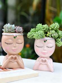 1个创意女神心形花盆，适用于多肉植物、鲜花、室内植物，可用于家居、办公室、花园、庭院装饰，是馈赠佳品。 - 彩色 - 查看 11