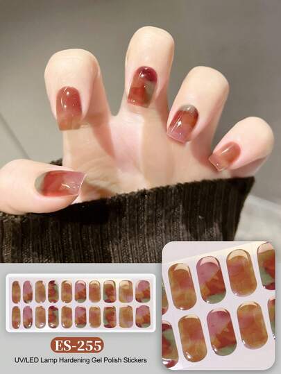 Emi 固化凝胶美甲贴，透明底胶，20 片装，需配合 UV 灯使用，沙龙品质，持久耐用，ES20 跨境批发代发货 红皮书同款美甲贴纸，指尖美甲贴纸