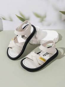 1 Đôi Dép Sandal 2026 Kiểu Mới Đế Mềm Chống Trượt Đa Năng Thường Ngày, Kiểu Dáng Mới Cho Trẻ Em, Học Sinh Tiểu Học, Mũi Hở, Chống Bụi Bẩn - Màu be - Xem 1