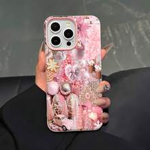 Estuche para teléfono de TPU con diseño de adorno navideño rosa y casa de jengibre compatible con  17,  16 Pro Max,  15 Pro Max,  13 y  12 con función de protección anticaídas y anticaídas Perfecto para regalar a familiares, amigos, amantes, parejas y una excelente opción para las celebraciones navideñas - Rosa - Ver 5