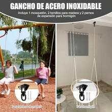 Ganchos de Techo, Hebilla Superior para Fijación de Hamaca, Kit de Suspensión de Hamaca Resistente con Tornillos, Gancho de Techo para Trabajo Pesado, Apto para Saco de Arena, Columpio, Yoga Aéreo(default) - Multicolor - Ver 7