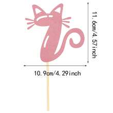 Decoración para tarta de cumpleaños de gato, de 1 a 9 años, de material de papel sin batería y para mascotas, con diseño de silueta de gato rosa, adecuado para fiestas de mascotas y celebraciones con temática de gatos, decoración de tarta - Rosa - Ver 13