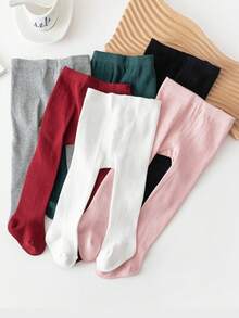 6pcs Girls Solid Color Pantyhose/Tights, Suitable For Everyday Wear In All Seasons