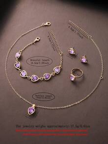 6/5pcs Ladies' Elegant And Cute LED Heart-Shaped Digital Display Electronic Watch, Suitable For Ladies To Wear, Equipped With Jewelry Bracelets, Necklaces, Rings, And Earring Sets, Suitable As A Birthday/Holiday Gift For Ladies, Perfect For Daily Life Such As School, Parties, And Travel. Homecoming Season, Valentine's Day, Christmas, Perfect Gift For Ladies