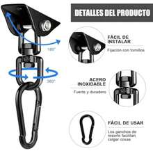 Ganchos de Techo, Hebilla Superior para Fijación de Hamaca, Kit de Suspensión de Hamaca Resistente con Tornillos, Gancho de Techo para Trabajo Pesado, Apto para Saco de Arena, Columpio, Yoga Aéreo(default) - Multicolor - Ver 4