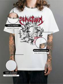 Men's Basic Sepultura Band T-Shirt, Heavy Metal Streetwear Print, White, 100% Cotton, Perfect Fit - trắng - Xem 2