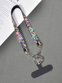1pc Luxury Bling Crystal Rhinestone Lanyard Wrist Strap, Fashionable Wide Bracelet Strap For Women, Suitable For Outdoor Travel, Hiking, Shopping, Anti-Lost Phone Holder