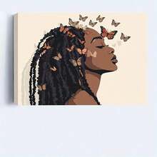 1 pieza de decoración de sala de estar enmarcada en varios tamaños, arte de pared en lienzo de estilo vintage con marco de madera - Mujer afroamericana, lista para colgar, decoración del hogar, decoración de dormitorio, decoración, brinda diversión de apreciación artística diferente - Multicolor - Ver 5