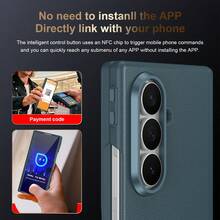 Galaxy Z Fold4/5/6/7 智能侧键真皮手机壳（内置屏幕保护膜+铰链保护），智能侧键无需App即可快速访问，前盖配备9H钢化玻璃屏幕保护膜，全铰链保护和独立金属镜头环，可自定义按键功能 - 綠色 - 查看 3