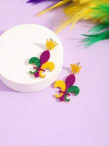 2pcs Bohemian Handmade Beaded Crystal Nutcracker Soldier Drop Earrings For Women, Festive Christmas Holiday Party Daily Wear Jewelry(Handmade Version, With Slight Variations)