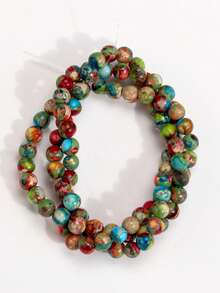 海相沉积碧玉光滑圆珠首饰配件 - 4mm/6mm/8mm/10mm 抛光散珠，适合 DIY 项链、手链等。波西米亚风格圆形宝石，DIY 手工首饰材料，大地色系，色彩鲜艳。 - 彩色 - 查看 17