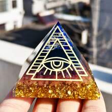 Stonehaven 1 Kim tự tháp Orgone Lapis Lazuli và Thạch anh tím, kích thước 6cm và 6,5cm - Thu hút năng lượng tích cực, giảm căng thẳng, tăng cường chữa lành luân xa - Đá thiền thạch anh tím, quà tặng sáng tạo - Nhiều màu - Xem 4