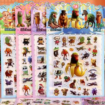 Cartoon Stickers, Overseas Creative Version Of "Classic Of Mountains And Seas" Series, Colorful Foil Bubble Stickers