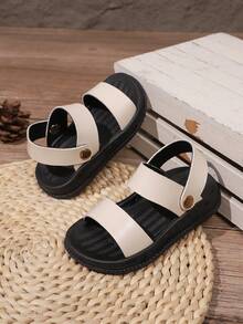 时尚休闲新款儿童凉鞋，学生夏季沙滩鞋，幼儿防滑软底鞋 - 米色 - 查看 2