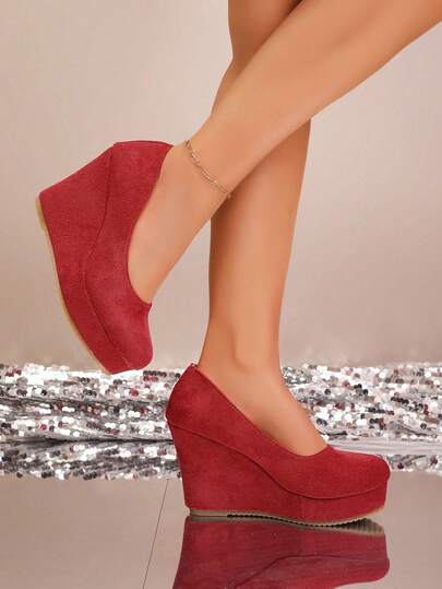 Zapatos de tacón alto con plataforma roja de mujer