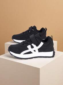 1 Pair Children's Low-Top Leather Autumn/Winter Durable Lightweight Children Sports Skateboard Shoes, Boys/Girls Elementary School Running Casual Sneakers - Black - View 3