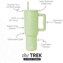 40 oz Vaso Térmico con Asa y Pajita | Botella de Agua Acero Inoxidable Aislado | Vaso de viaje para café helado | Trek Colección | | Almond Birch(1180ml Pattern: Pistachio Dots) - Multicolor - Ver 2