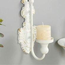 欧式复古壁挂式烛台，客厅卧室墙面装饰，金色铁艺烛杯摆件 - 歐式壁掛燭台2pcs - 查看 4