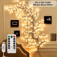 72/96 LED Lámpara flexible de vid, lámpara decorativa con forma de árbol de abedul, 8 modos de iluminación, decoración de planta realista para el hogar, sala de estar, fiesta y decoración navideña - regalo perfecto para cumpleaños, Navidad, Día de la Madre, Acción de Gracias - 1 pieza - Ver 12
