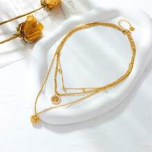 Juego de collares en 3 capas de corazón, con dije de arbol de la vida, collar de capas, collar de cadena cubana para mujer, Acero inoxidable, collares para mujer. - 1 - Ver 7