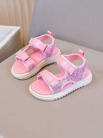 Fashionable Sequin Girls Sandals, Summer Children Beach Shoes, Girls Open Toe Princess Shoes