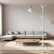 1pc Modern Tree-Shaped Coat Rack - Freestanding Floor Hanger With Sturdy Triangular Base, Durable Plastic Material, Lightweight 360° Rotating Hooks, Space-Saving Entryway, Bedroom, Living Room Home Organizer, Scandinavian Minimalist Single Rod Bedroom Clothes Hanger, Easy Assembly For Home, Office, Hotel, Black/White 6/9 Hooks Available, Multi-Functional Storage, Suitable For Apartment Living - Multicolor 2 - View 4