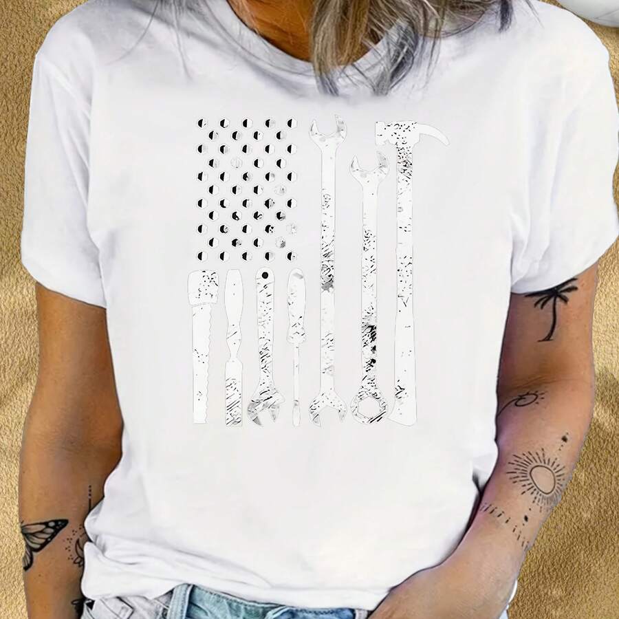 Tool-Set-Kit-White-American-Flag-Pattern-And-Text-Garage-Workshop-Repair_02 - White - View 1