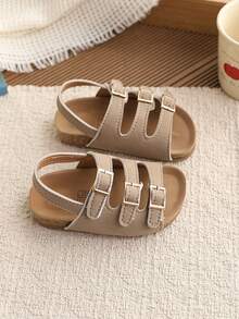 1双幼儿/婴儿露趾平底凉鞋，夏季 - 卡其色 - 查看 4