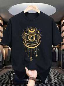 Camiseta estampada de moda para hombres - Negro - Ver 1