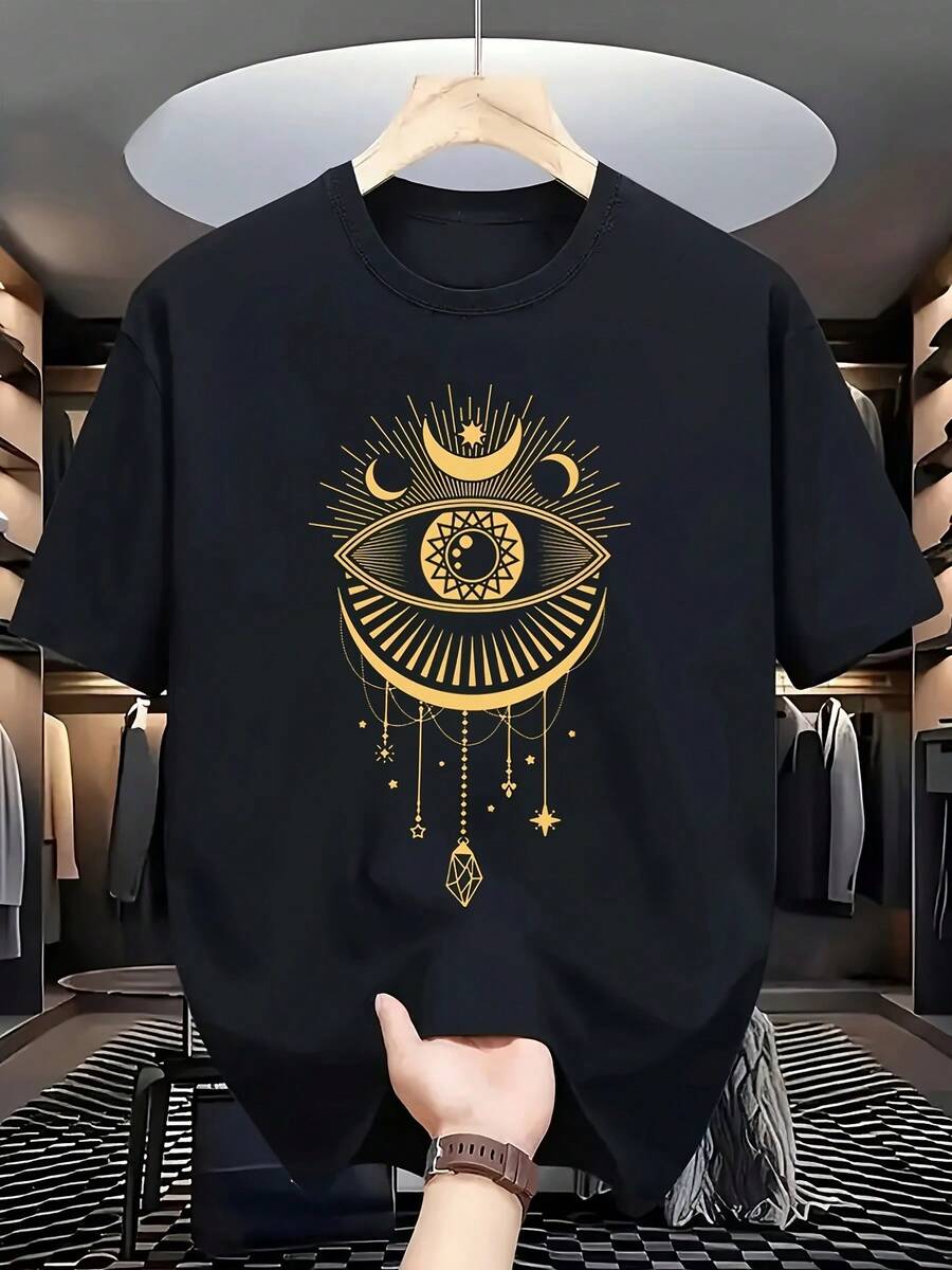 Camiseta estampada de moda para hombres - Negro - Ver 1