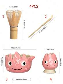 1件/2件/3件/4件套可爱火焰造型陶瓷抹茶套装,包含抹茶碗、抹茶筅、抹茶杯、搅拌器、茶勺和茶碗,可用于抹茶冲泡、甜点和糕点制作,是制作茶饮的理想工具套装。日式礼盒包装,宋代风格,抹茶筅工具套装,是送给抹茶爱好者的绝佳礼物。 - 彩色 - 查看 7