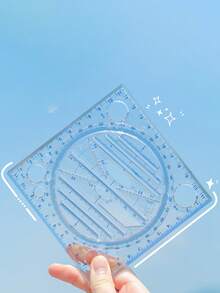 2pcs Multifunctional Student Math Function Graph Ruler Geometry Drawing Template Protractor Tool,Rulers - Clear - View 4