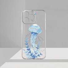 A Fashionable Soft Shell for Phones, Showcasing a Jellyfish Motif, Printed Using UV Technology for Clarity, Providing Full 360-Degree Protection for Multiple for  Models Such As 17, 11, 12, 13, 14, 15, 16 Pro Max, XR, X/XS, And 7. - Transparente - Ver 3
