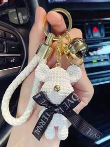 Llavero de peluche de oso, colgante de mochila de oso de peluche 3D de dibujos animados, regalo para mujeres - Multicolor - Ver 7