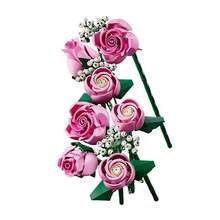 LEGO 积木植物系列粉色玫瑰花束 - 成人积木玩具，适合18岁以上人士 - 可用于家居、办公室、书架或房间装饰 - 男女皆宜的成人圣诞节/生日礼物