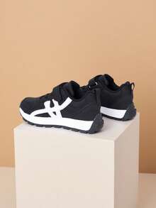 1 Pair Children's Low-Top Leather Autumn/Winter Durable Lightweight Children Sports Skateboard Shoes, Boys/Girls Elementary School Running Casual Sneakers - Black - View 4