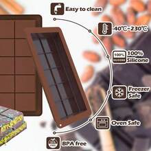 Molde de silicona para barras de chocolate de 10 cavidades extra grandes, antiadherente, fácil de limpiar y desmoldar para dulces rellenos, hornear y herramienta esencial para decorar pasteles - Multicolor - Ver 7