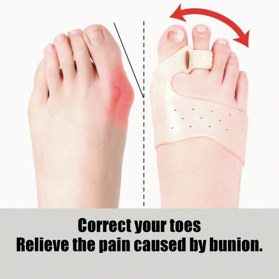 Corrector de Hallux Valgus, Corrector ortopédico de juanete, mangas protectoras para alivio de juanetes, soporte de juanete de silicona, separador de dedos - A - Ver 1