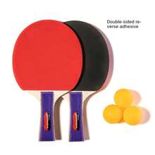 Juego de Raquetas de Tenis de Mesa 2 Raquetas Horizontal y 3 Pelotas - Morado - Ver 1